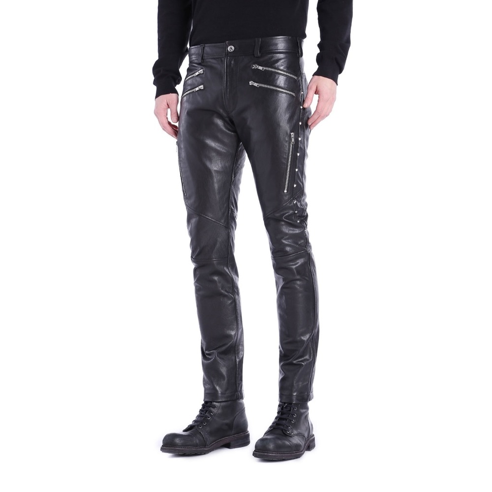 Men’s Diesel Black cowhide leather pants